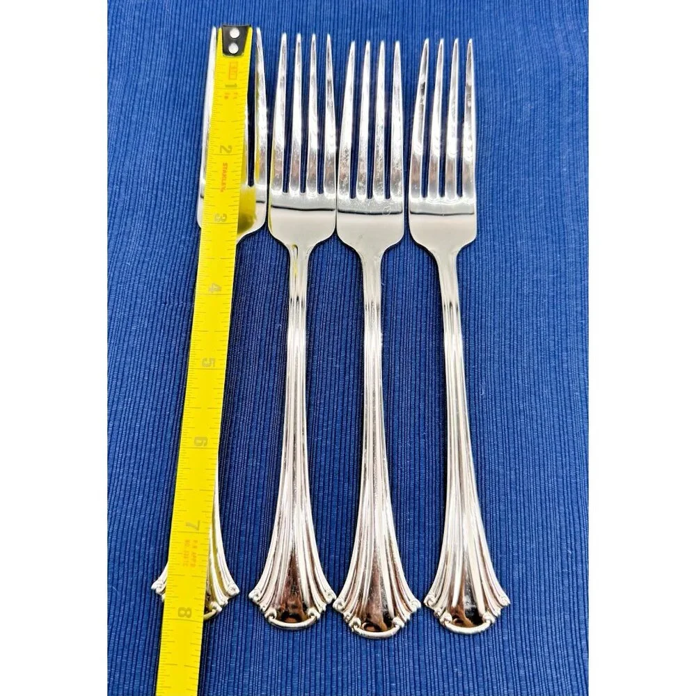 Reed and Barton Cortland Fork Glossy Stainless Flatware 8 inch Lot of‎ 4